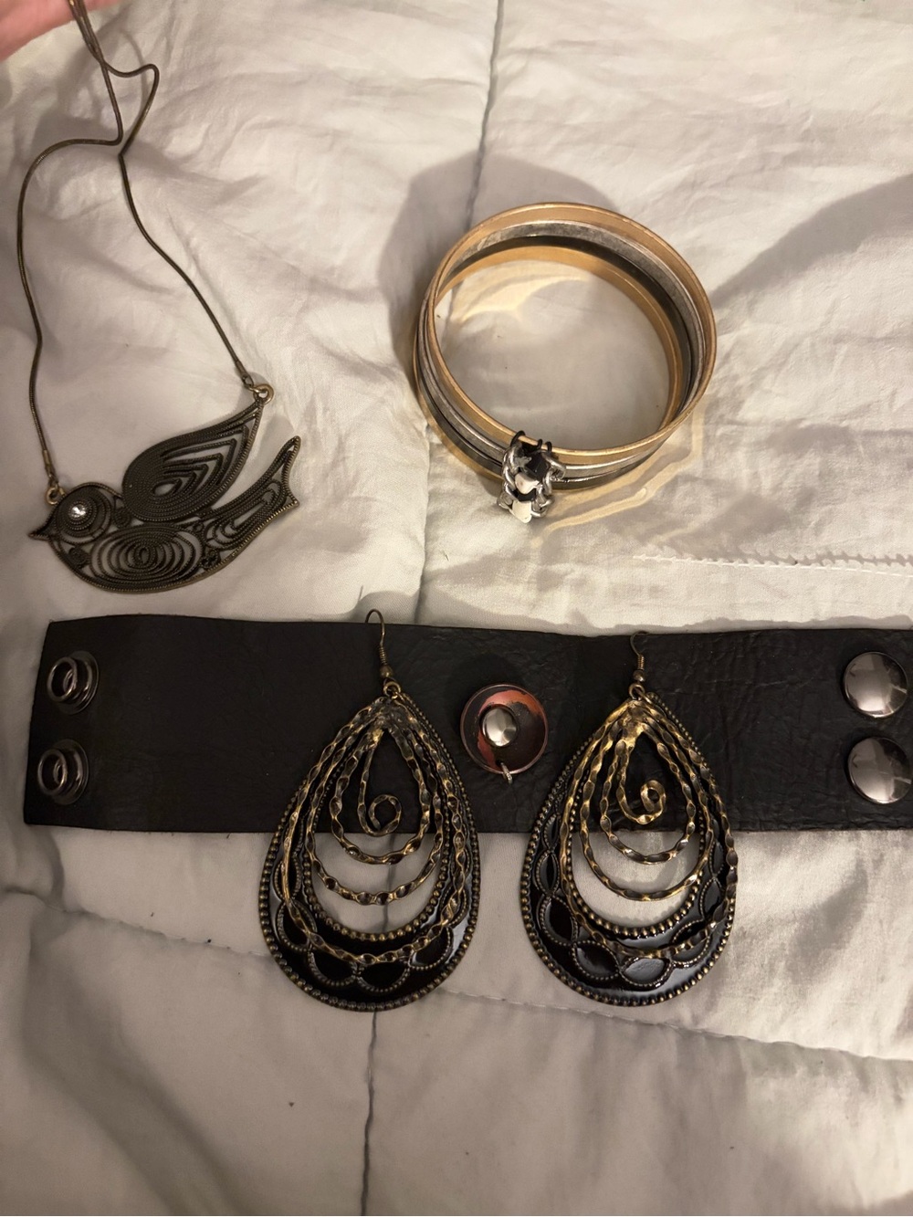 EUC bohemian style 4piece set inc leather cuff